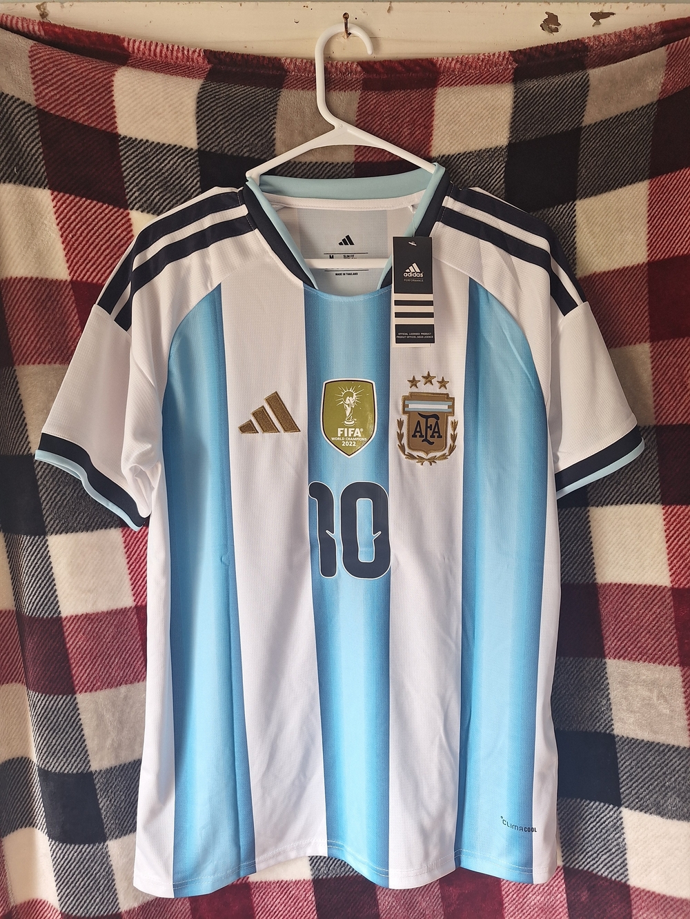 adidas Argentina Home Jersey White and Sky Blue